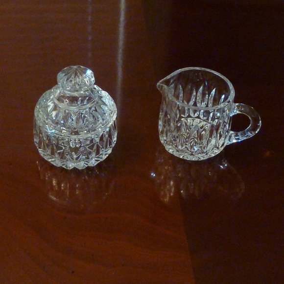 Cream and Sugar 3 pc set Glass New - Picture 3 of 3